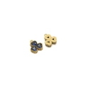Gold-plated three-petal flower pendant with deep blue heart-shaped stones and ring hook - Gold Heart - Royal Blue