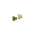 Clover pendant with golden finish and three green heart-shaped zircons for jewelry making - Gold Heart - Green