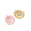 Spiralanhänger in mattem Gold und pinkfarbenem Emaille mit Marmoreffekt-Design - Gold Rechtsspirale Emaille Anhänger-Hellrosa