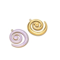 Spiralen-Anhänger in Gold und Helllila Marmoroptik für DIY-Schmuckherstellung - Gold Rechtsspirale Emaille Anhänger-Hellviolett