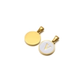 Golden round pendant with white enamel featuring letter V in a minimalist style - Letter V / White