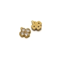 Gold stainless steel four-leaf clover pendant featuring heart-shaped zircon stones - Gold Clover - White