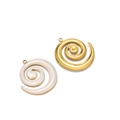 Spiral-Anhänger aus Goldmetall und perlweißem Harz für DIY-Schmuckherstellung - Gold Rechtsspirale Emaille Anhänger-Cremeweiß