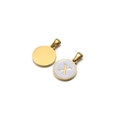 Gold plated stainless steel pendant with white enamel letter X and polished back - Letter X / White