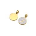 Polished gold stainless steel circular pendant with letter Z and lilac enamel finish - Letter Z / White
