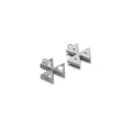 Polished silver stainless steel cross charms with clear triangle zircon stones inlay - Steel Triangle - White