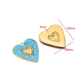 Golden heart-shaped pendant with turquoise pattern and honeycomb texture, 42mm size - Gold Heart Blue (F2585) / 42*38mm