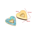 Golden double heart pendant with teal marble resin inlay measuring 42mm x 38mm - Gold Heart Multicolor Green (F2585) / 42*38mm