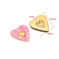 Large 38mm heart-shaped pendants in gold and pink enamel finish for DIY jewelry - Gold Heart Rose Pink (F2585) / 42*38mm