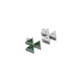 Silver metal cross pendant with green triangular gemstone and hanging loop for DIY jewelry - Steel Triangle - Green