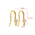 Crochet d'oreille en acier doré avec zircon incrusté et anneau 1,5mm pour bijoux DIY - Crochet de Boucle d'Oreille 11.5*14mm avec un Zircon Blanc / Or