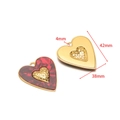 Golden heart pendants with red marble inlay and size measurements for jewelry making - Gold Heart Red Brown (F2585) / 42*38mm