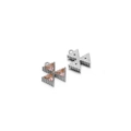 Cross pendant with three pink triangular gemstones and silver-plated finish - Steel Triangle - Pink