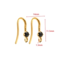 Crochet d'oreille doré en acier inoxydable avec strass noir et dimensions de 11,5 mm - Crochet de Boucle d'Oreille 11.5*14mm avec un Zircon Noir / Or