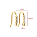 Gold-plated stainless steel ear hook with 5 cubic zirconia stones for DIY jewelry - 11.5*14mm Earring Hook with Five White Zirconias / Gold