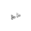 Silver clover charm with teardrop zircons and textured back for jewelry making - Steel Teardrop - White