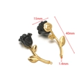 Pendentif rose noire DIY avec tige dorée pour colliers et boucles d'oreilles - Rose Noire (F2587)