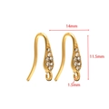 Gold plated stainless steel French ear hooks with rhinestones and 1.5mm hanging loop - 11.5*14mm Earring Hook with Seven White Zirconias / Gold