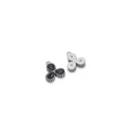 Silver three-petal flower pendant featuring drop-shaped navy blue zircon stones - Steel Teardrop - Royal Blue