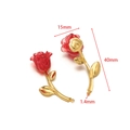 Pendentif rose en résine rouge et finition dorée avec dimensions pour bijoux DIY - Rose Rouge (F2587)