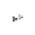 Silver stainless steel clover pendant with green pear-cut crystals and metal loop - Steel Teardrop - Green