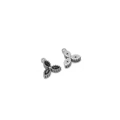 Silver flower pendant with black marquise stones and honeycomb open back design - Steel Oval Eye - Black