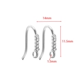 Silver plated stainless steel ear hooks with clear cubic zirconia for jewelry making - 11.5*14mm Earring Hook with Five White Zirconias / Steel
