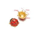Pendentif coccinelle en alliage avec 6 anneaux pour création de bijoux DIY - Scarabée Or Rouge Noir (F2684)