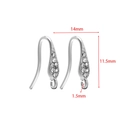 Silver vacuum plated stainless steel earring hook with rhinestones and 1.5mm opening ring - 11.5*14mm Earring Hook with Seven White Zirconias / Steel
