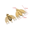 Pendentif abeille doré serti de cristaux et perles, dimensions de 31mm par 29mm - Abeille Or Émail Noir (F2684)