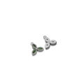 Pair of silver stainless steel triple green marquise stone floral pendants with rings - Steel Oval Eye - Green