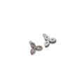 Polished clover pendant with amber stones and silver metallic finish for DIY jewelry - Steel Oval Eye - Pink