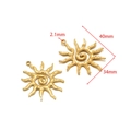 Pendaglio a sole in acciaio inossidabile placcato oro 18K con centro a spirale - Sole Cavo Pressato a Olio 40*34mm Foro 2.1mm Oro