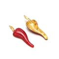 Red enamel chili pepper pendant with golden metal back for DIY necklace jewelry - Red Chili (55.5*17.5mm)