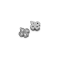 Silver four-leaf clover pendant charms with heart-shaped clear zircons for DIY jewelry - Steel Clover - White