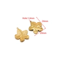 Ciondolo a fiore in acciaio inossidabile placcato oro 18K con viso di sole per gioielli - Foglia Rigata 24*20mm Foro 1.4mm Piccolo Oro