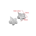 Ciondolo fiore sole in acciaio inox per gioielli fai da te argento 24x20mm 2 pezzi - Foglia Rigata 24*20mm Foro 1.4mm Piccolo Color Acciaio