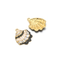 Scallop shell jewelry pendant with black and pink enamel in gold-plated stainless steel - Black White Gray Shell (32*24mm)