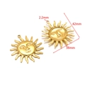Ciondolo sole sorridente dorato in acciaio inossidabile per gioielli DIY 42mm - Faccia di Sole 42*38mm Foro 2.2mm Grande Oro