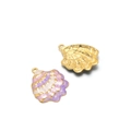 Scallop shell jewelry pendants in gold plating and purple enamel for DIY accessory - Pink Purple White Shell (32*24mm)