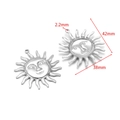 Ciondolo sole in acciaio inossidabile argento lucido, pendente 42x38mm per gioielli fai da te - Faccia di Sole 42*38mm Foro 2.2mm Grande Color Acciaio