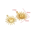 Ciondolo sole sorridente in acciaio inossidabile dorato 18K per gioielli fai-da-te - Faccia di Sole 30*25mm Foro 2.3mm Medio Oro