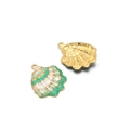 Golden seashell charm pendant with white and green enamel finish for DIY jewelry - Green White Shell (32*24mm)