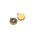 Golden irregular Evil Eye charms with blue enamel and polished metallic back for DIY jewelry - Enamel Eye Black
