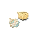Blue and white shell pendants for DIY jewelry with gold-plated back and wave pattern - Blue White Shell (32*24mm)