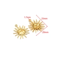 Ciondolo sole sorridente in acciaio inossidabile dorato con dimensioni e gancio superiore - Faccia di Sole 25*20mm Foro 1.7mm Piccolo Oro