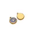 Set of two gold-plated evil eye charms with blue enamel finish and polished back - Enamel Eye Blue