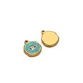 Gold Evil Eye enamel charm with light blue finish for DIY jewelry necklaces - Enamel Eye Green