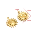 Ciondoli a sole dorati in acciaio inossidabile con dettagli in rilievo per gioielli fai-da-te - Faccia Sole Luna 30*25mm Foro 2.6mm Oro