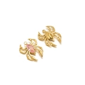 Golden crab pendant featuring pink marquise gemstone and polished metal finish - Pink Spider (19*15mm)
